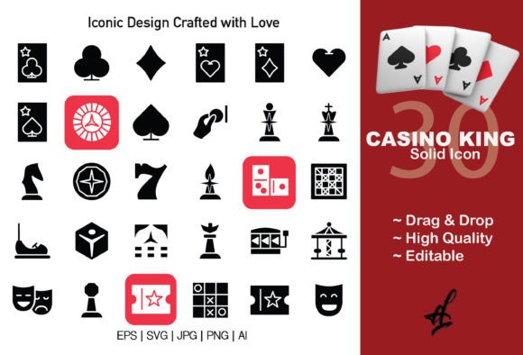 Casino Games Solid Icon Set: Design with Winning Style
